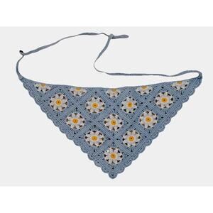 Crocheted floral bandana scarf boho bohemian